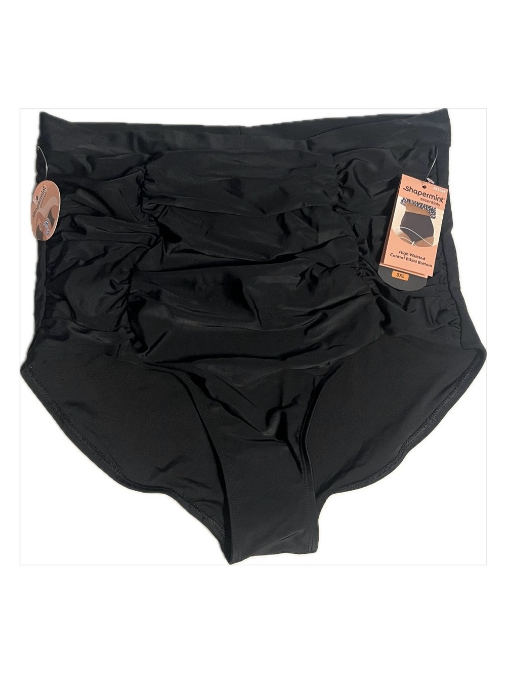 Shapermint High-Waist Black Ruched Swim Bottoms